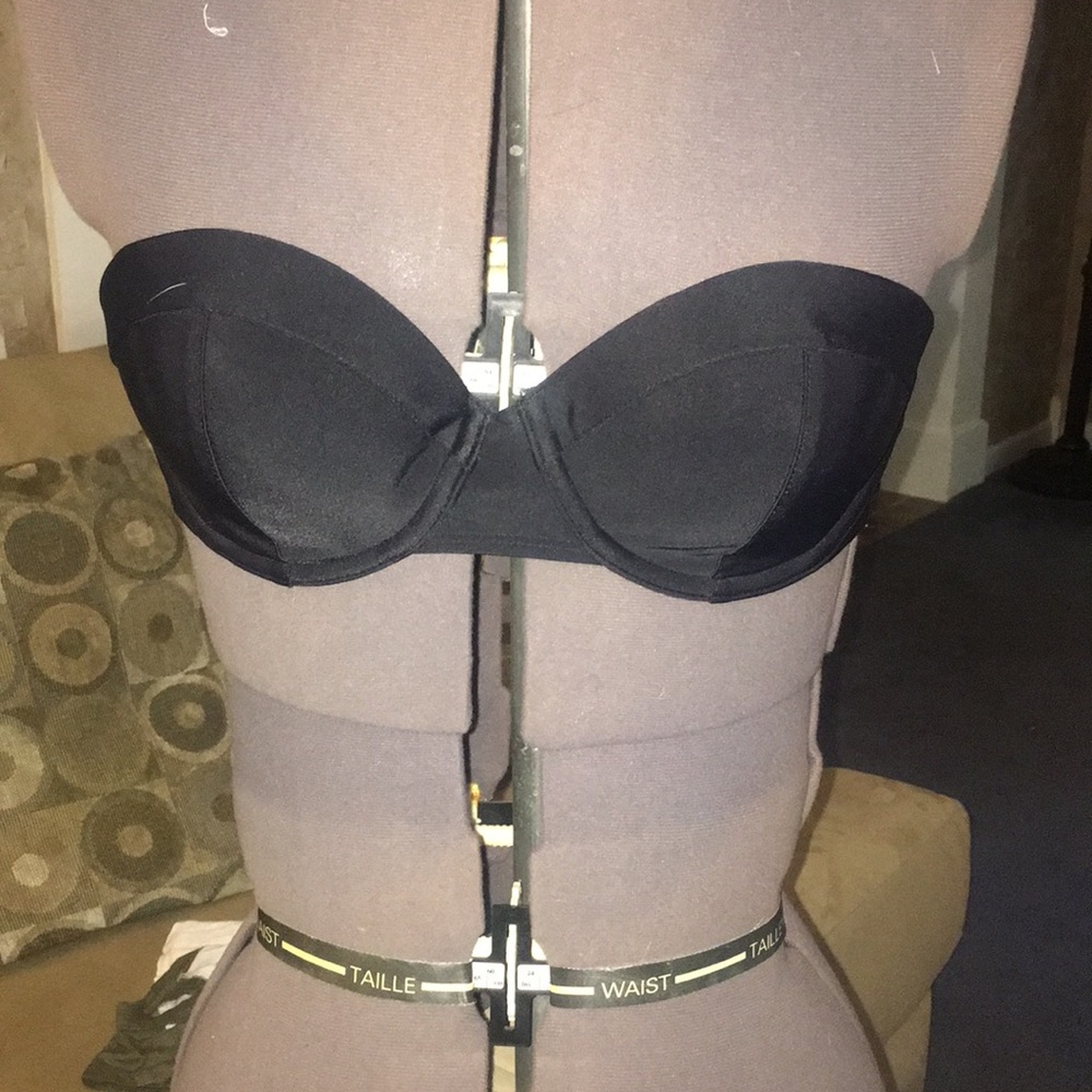 strapless black bikini top
